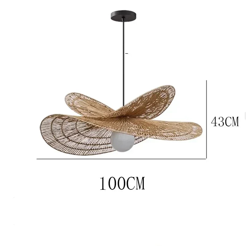 Suspension en rotin tressé forme florale 4 tailles – Élyséa — détail du système de fixation