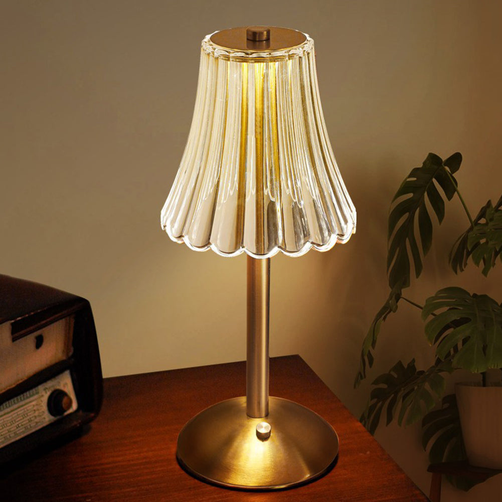 Lampe à poser en cristal et métal, tactile – CrystalGlow — dimensions et cotes