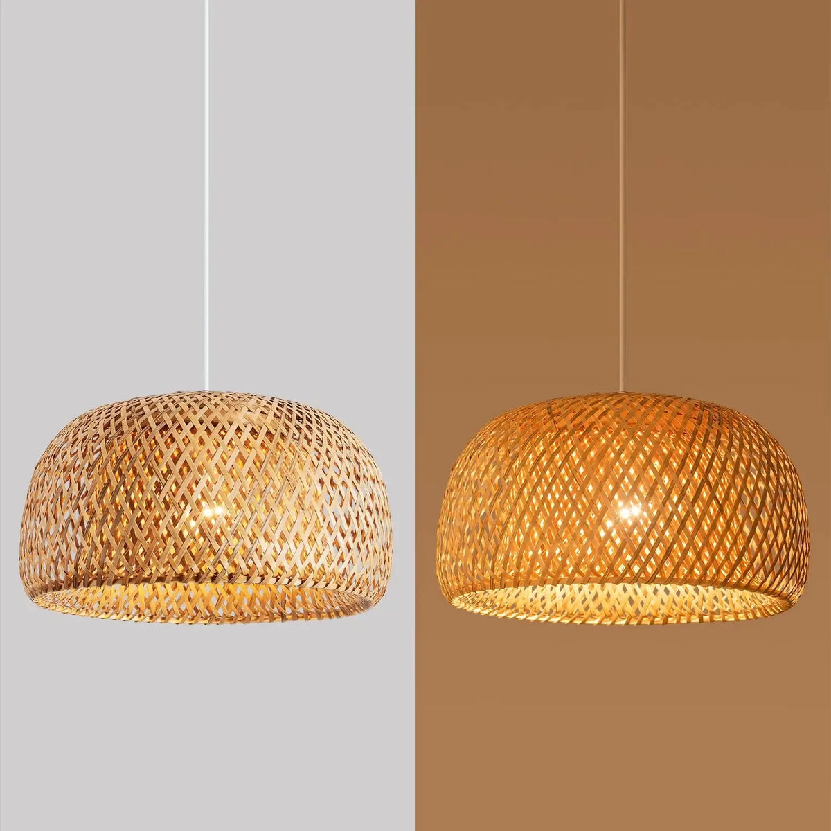 Suspension en bambou naturel tressé ajouré Ø 30 cm – Kairo — dimensions et cotes (2)