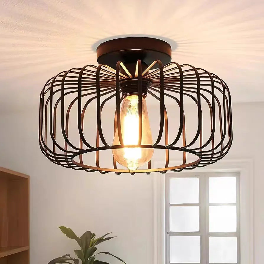 Plafonnier industriel noir géométrique 30 cm – Noxel