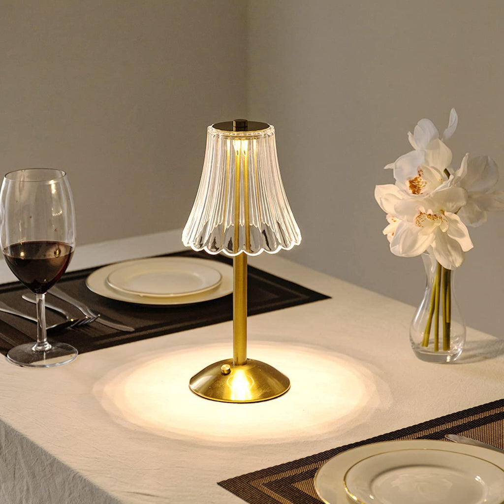 Lampe à poser en cristal et métal, tactile – CrystalGlow — vue de profil