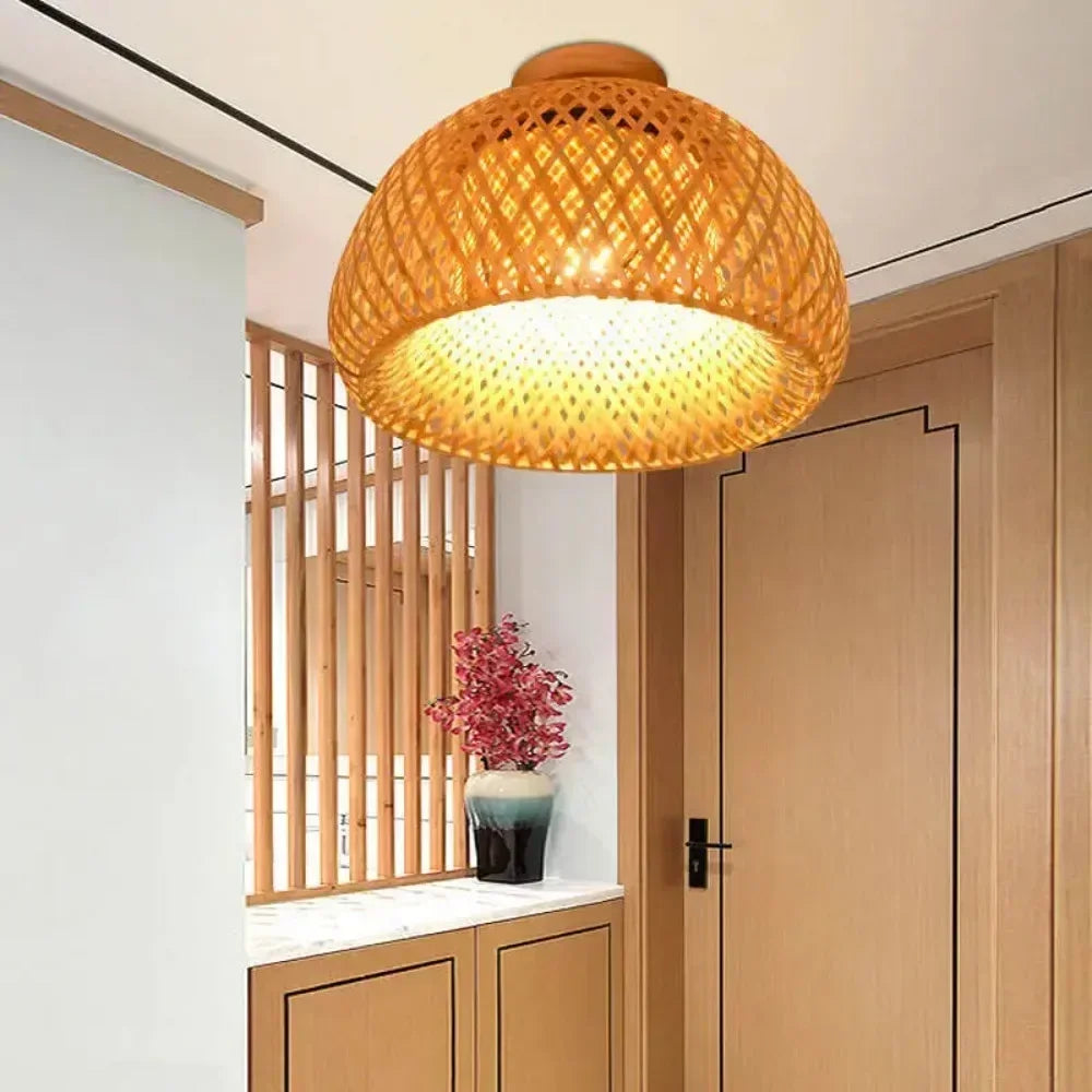 Plafonnier en bambou et rotin tressés 30 cm – Aéria Nuage — vue de dessous