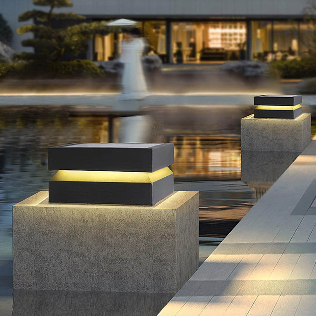 Borne de jardin LED carrée IP65 en acrylique dépoli — détail de la finition