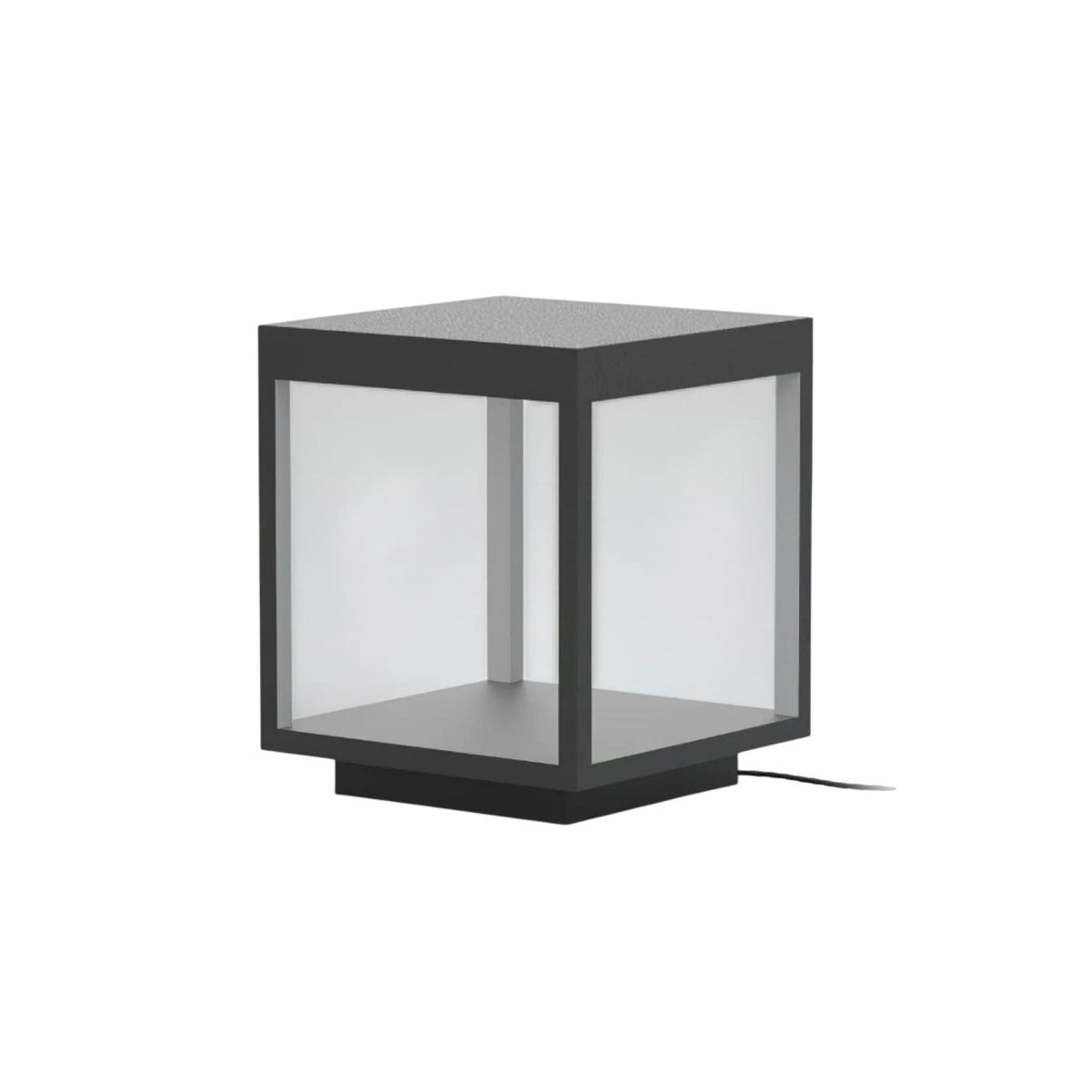 Borne de jardin LED cadre carré – lumière chaude, terrasse — vue de profil (4)