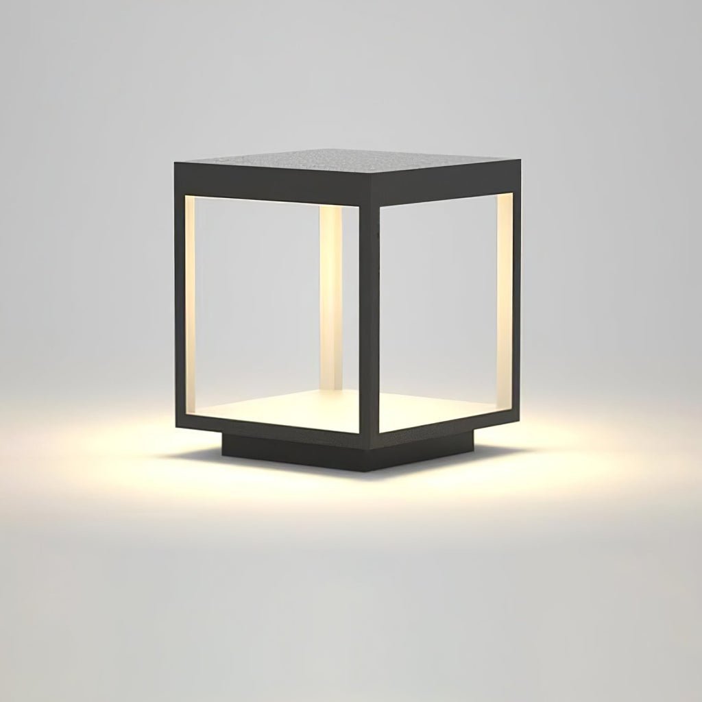 Borne de jardin LED cadre carré – lumière chaude, terrasse — dimensions et cotes (3)