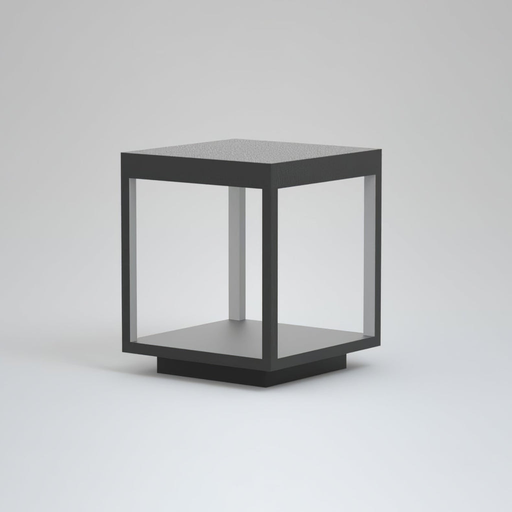 Borne de jardin LED cadre carré – lumière chaude, terrasse — détail de la matière (3)