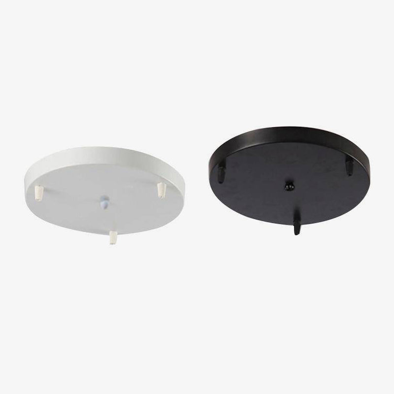 Plaque de plafond ronde en métal noir ou blanc – 10 à 60 cm — vue de trois quarts