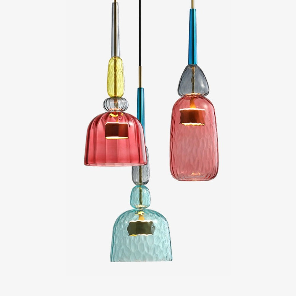 Suspension en verre teinté coloré style nordique – Illumy — vue de face