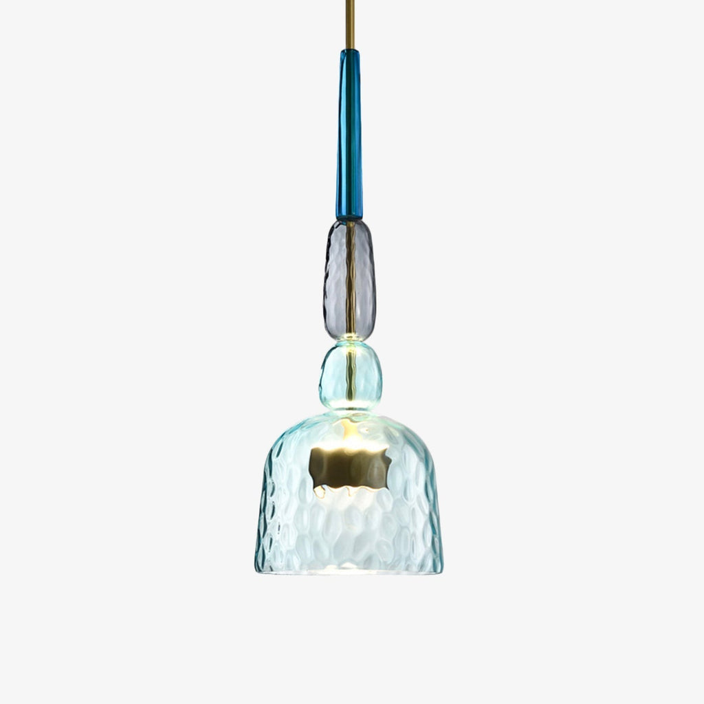 Suspension en verre teinté coloré style nordique – Illumy — allumé en situation