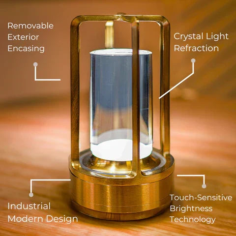 Lampe à poser sans fil effet cristal, 18 cm – LumiGlow — mise en situation dans la pièce