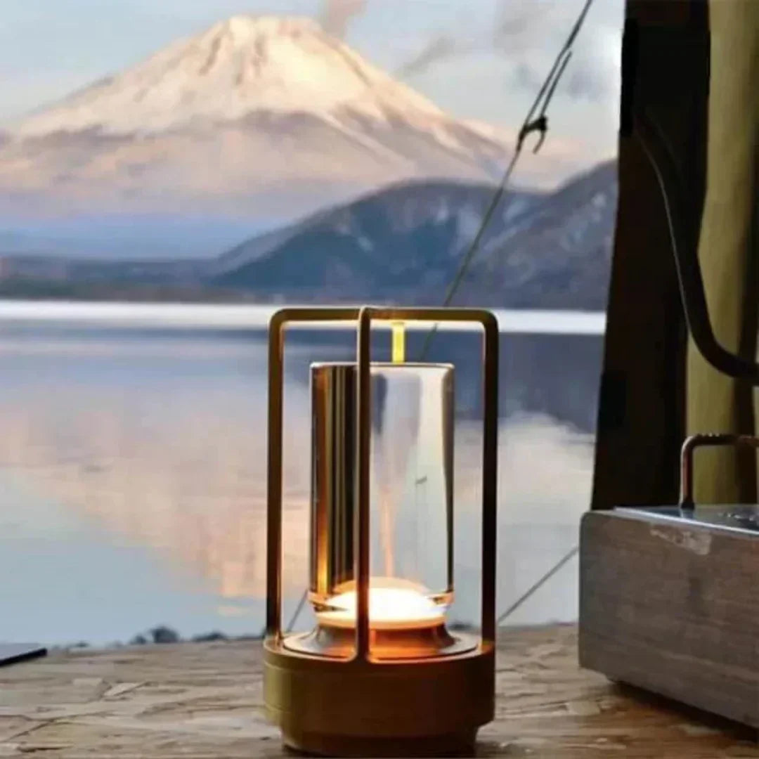 Lampe à poser sans fil effet cristal, 18 cm – LumiGlow — dimensions et cotes