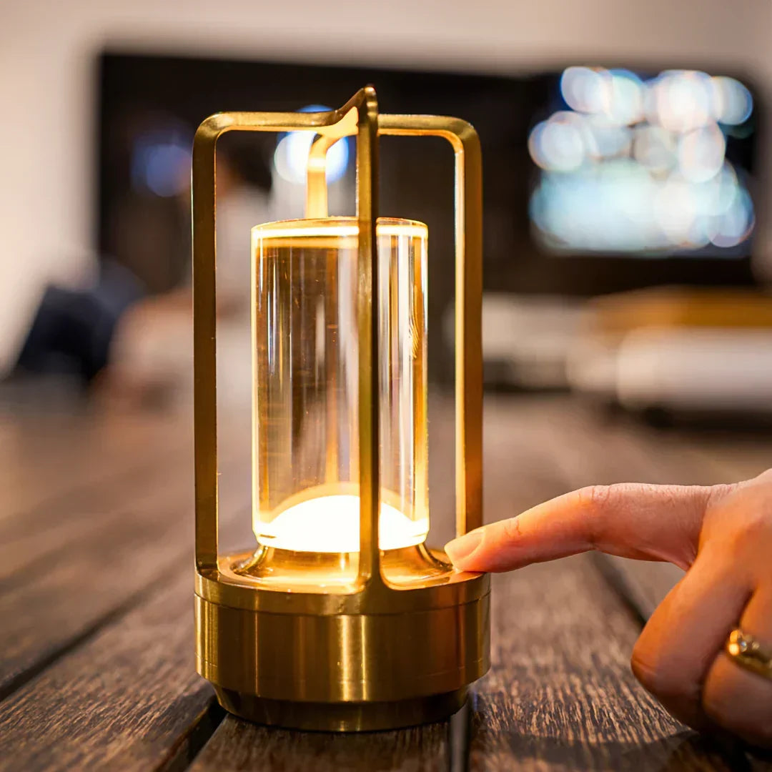 Lampe à poser sans fil effet cristal, 18 cm – LumiGlow — vue de face