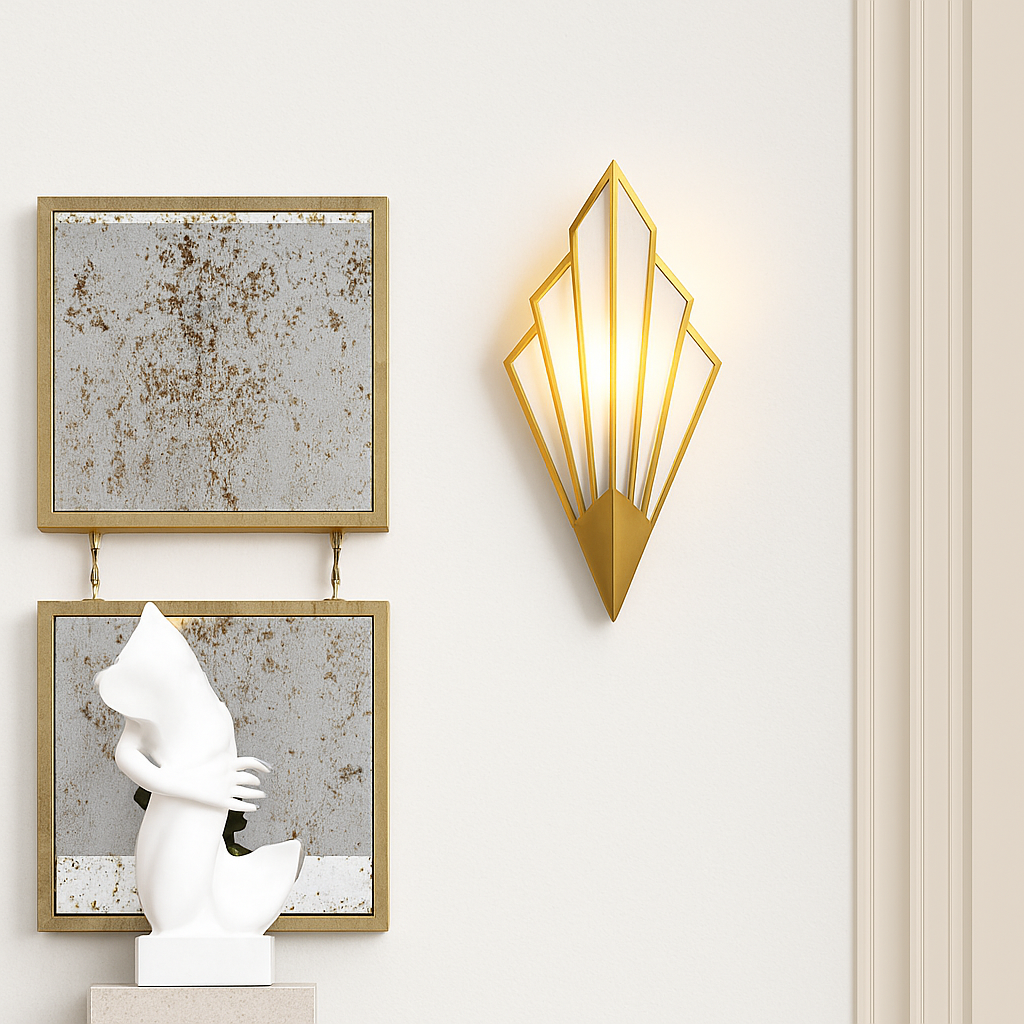 Applique murale triangulaire en fer laqué E14 – LED — détail de la finition