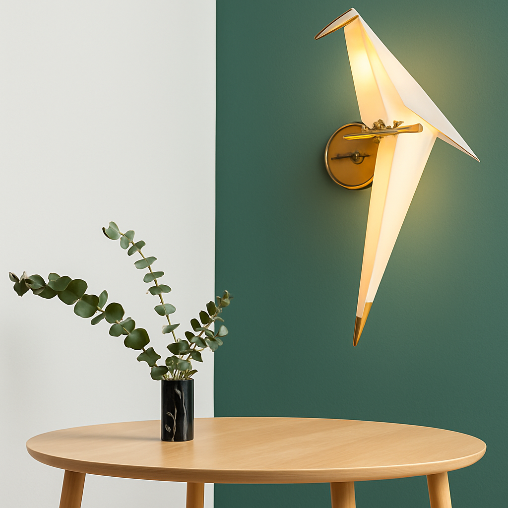 Applique murale oiseau en métal découpé – origami, Bird — vue de profil