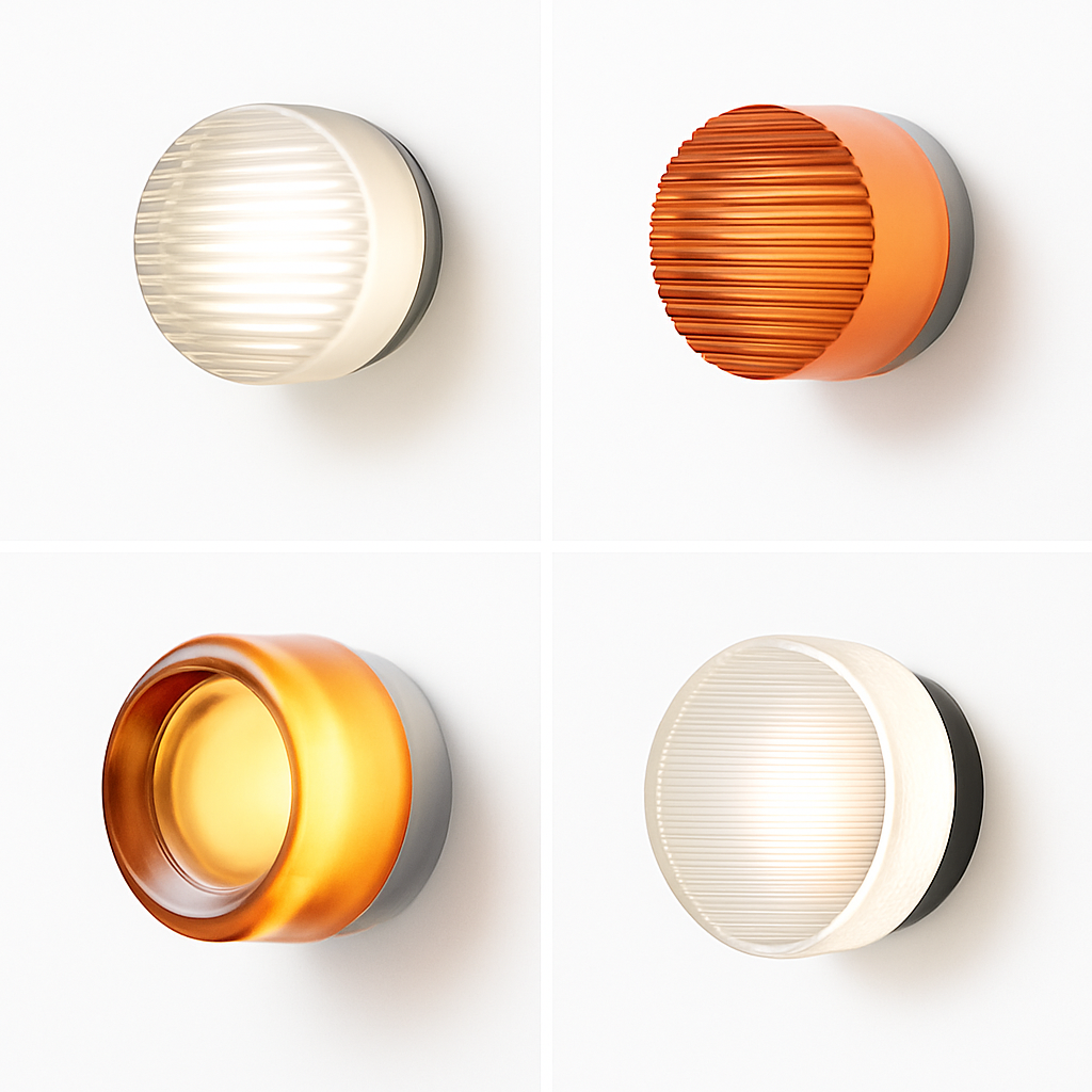 Applique murale ronde en verre dépoli et métal – LED