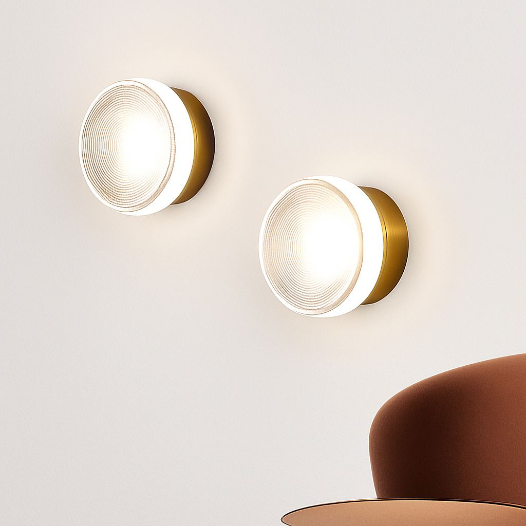 Applique murale ronde en verre dépoli et métal – LED — vue de face