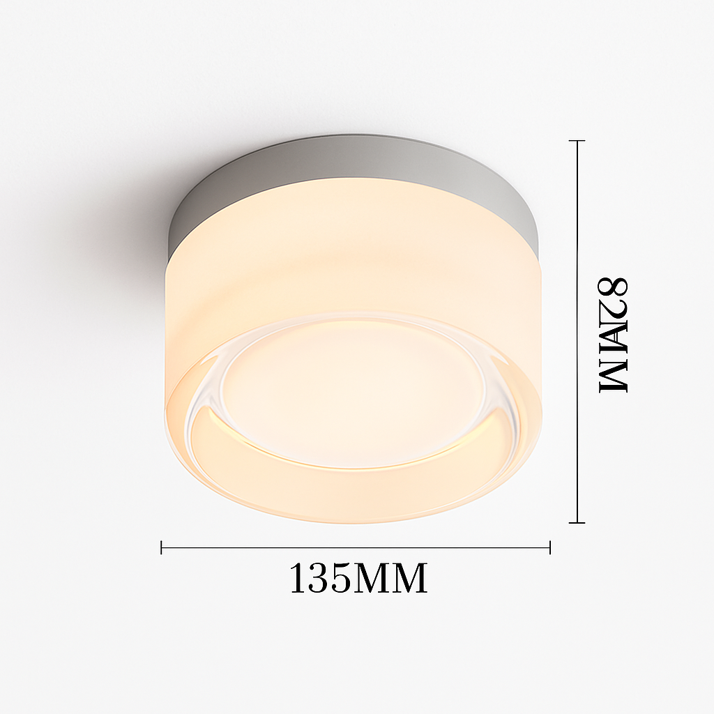Applique murale ronde en verre dépoli et métal – LED — détail de la matière