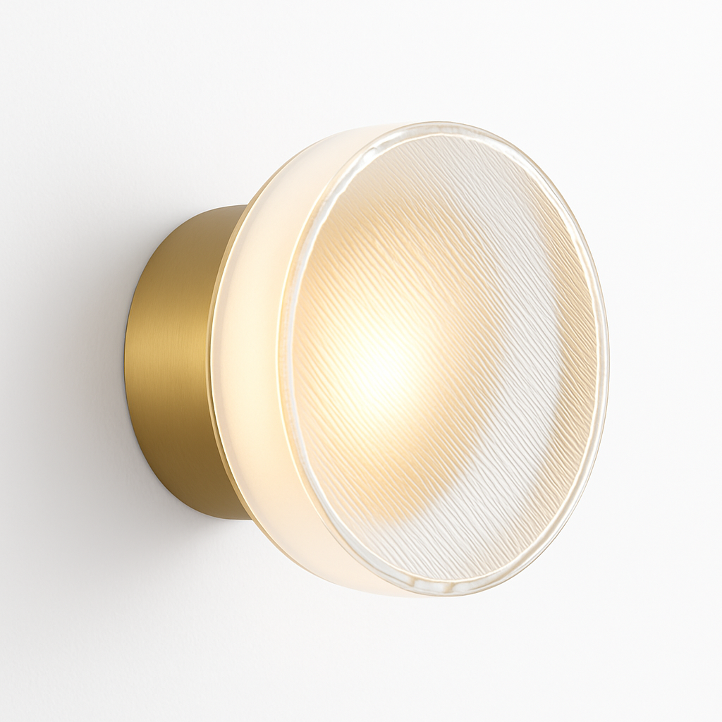 Applique murale ronde en verre dépoli et métal – LED — vue de profil (2)