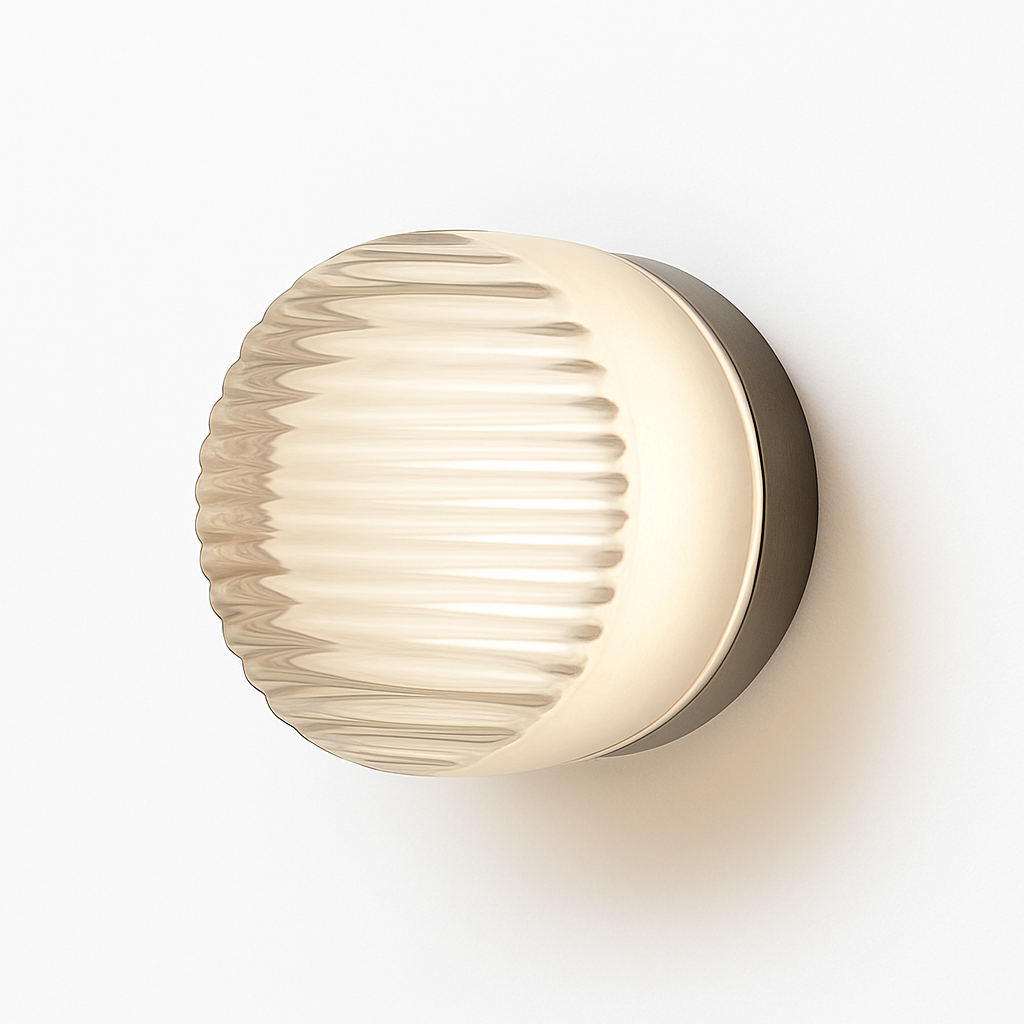 Applique murale ronde en verre dépoli et métal – LED — vue de profil