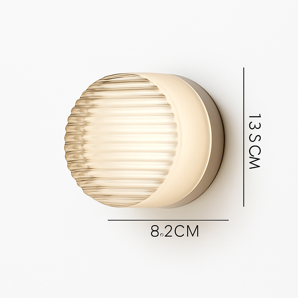 Applique murale ronde en verre dépoli et métal – LED — dimensions et cotes