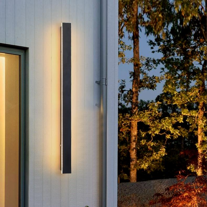 Applique murale extérieure LED linéaire fine aluminium IP65 — détail de la finition