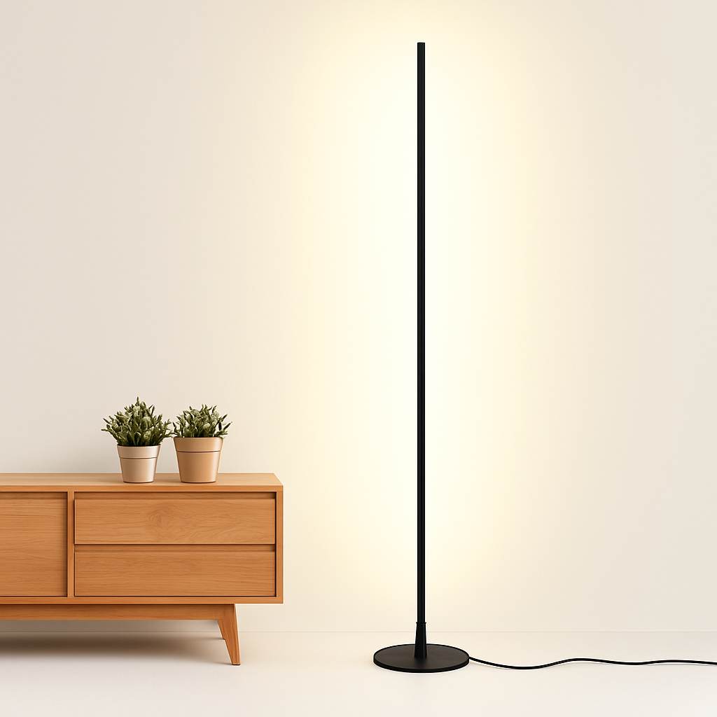 Lampadaire colonne LED 18 W dimmable en métal forgé — vue de profil