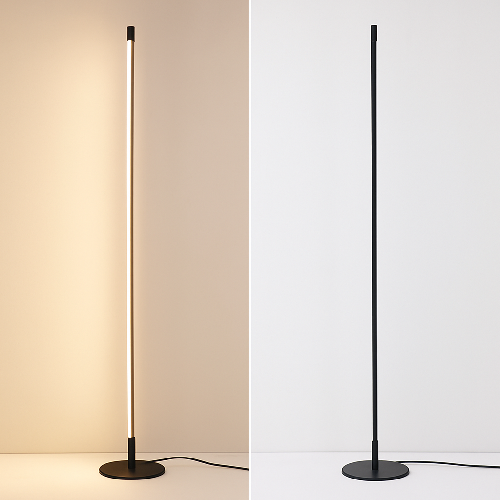 Lampadaire colonne LED 18 W dimmable en métal forgé — vue de trois quarts