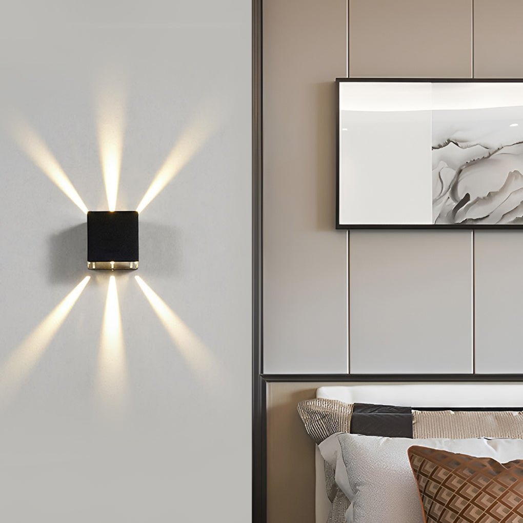 Applique murale extérieure LED cristal texturé aluminium IP65 — vue de profil