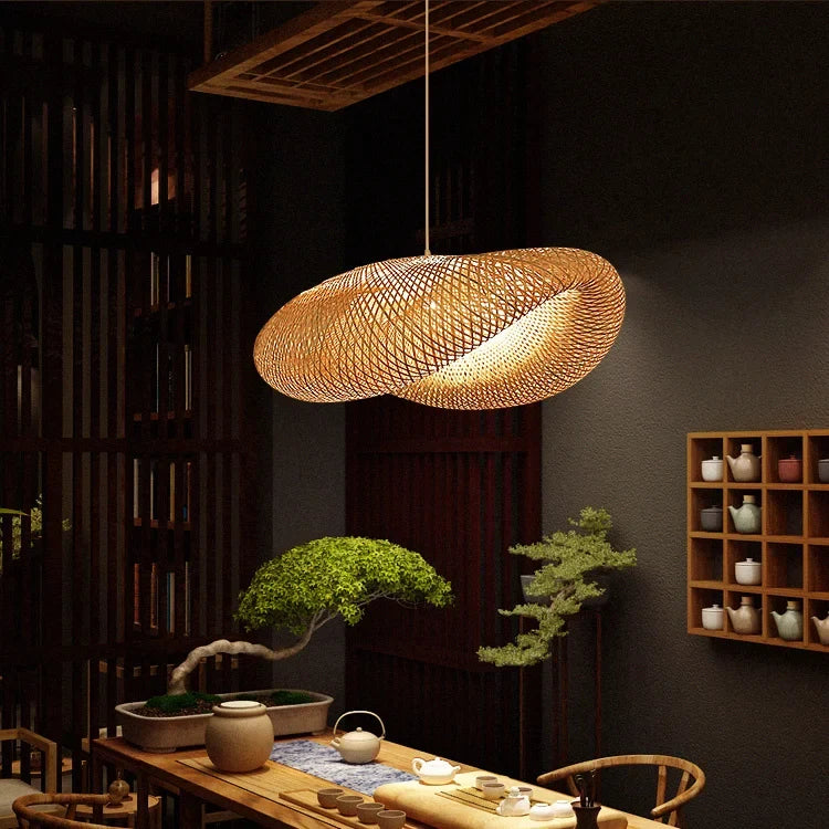 Suspension sculpturale en bambou tressé S à XXL – Oceïa — vue de profil (2)
