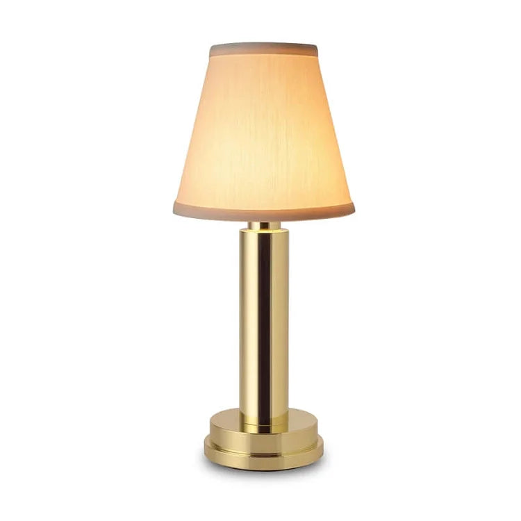 Lampe à poser sans fil abat-jour tissu aluminium – LuxeLoom — détail du système de fixation