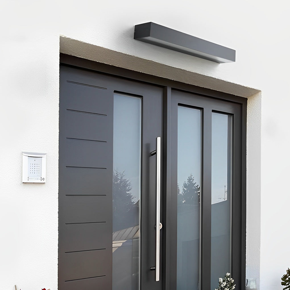 Applique murale extérieure LED linéaire aluminium moulé noir — dimensions et cotes