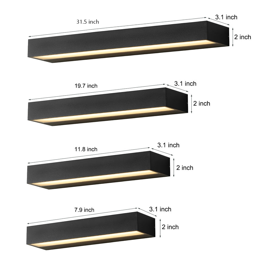Applique murale extérieure LED linéaire aluminium moulé noir — vue de trois quarts (2)
