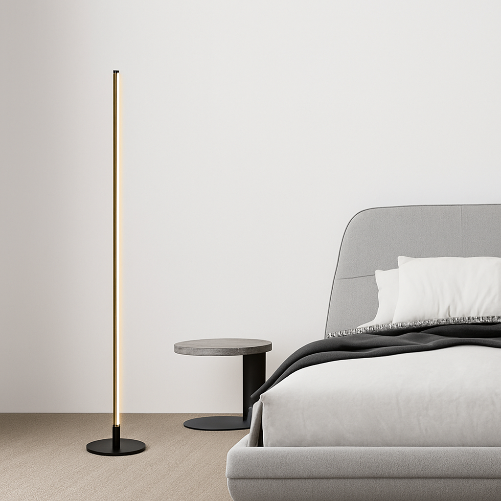 Lampadaire LED minimaliste en métal noir mat – Lucien — vue de profil