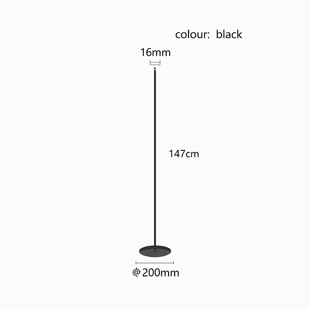 Lampadaire LED minimaliste en métal noir mat – Lucien — dimensions et cotes