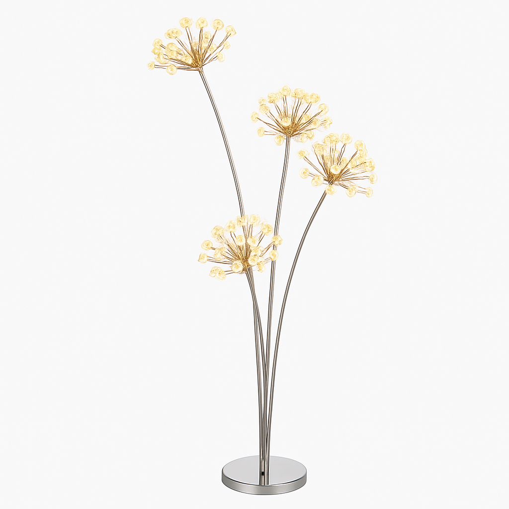 Lampadaire LED en cristal forme fleurs – 3 à 5 bras, 158 à 175 cm — vue de profil