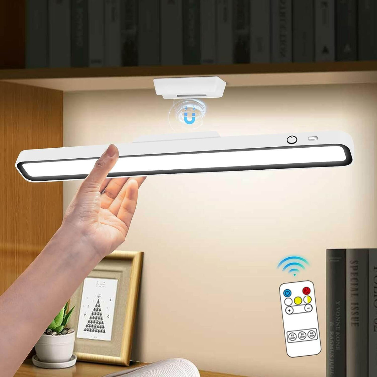 Barre lumineuse LED sans fil magnétique 30 cm – GlowLine — vue de trois quarts