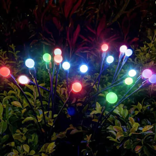 Borne de jardin solaire IP65 en ABS, 75 cm – Vuurvliegjes — allumé en situation
