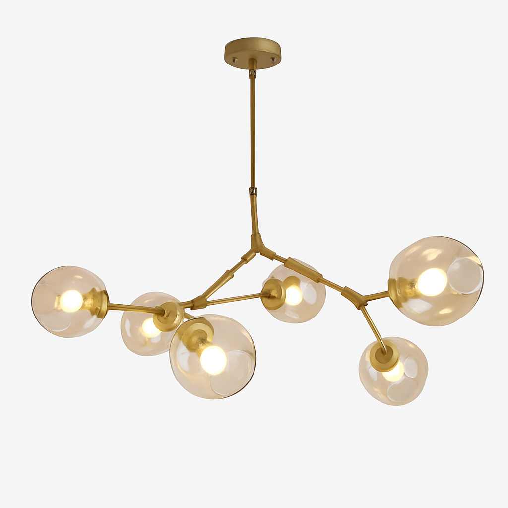 Lustre doré à globes en verre transparent – Lindsey