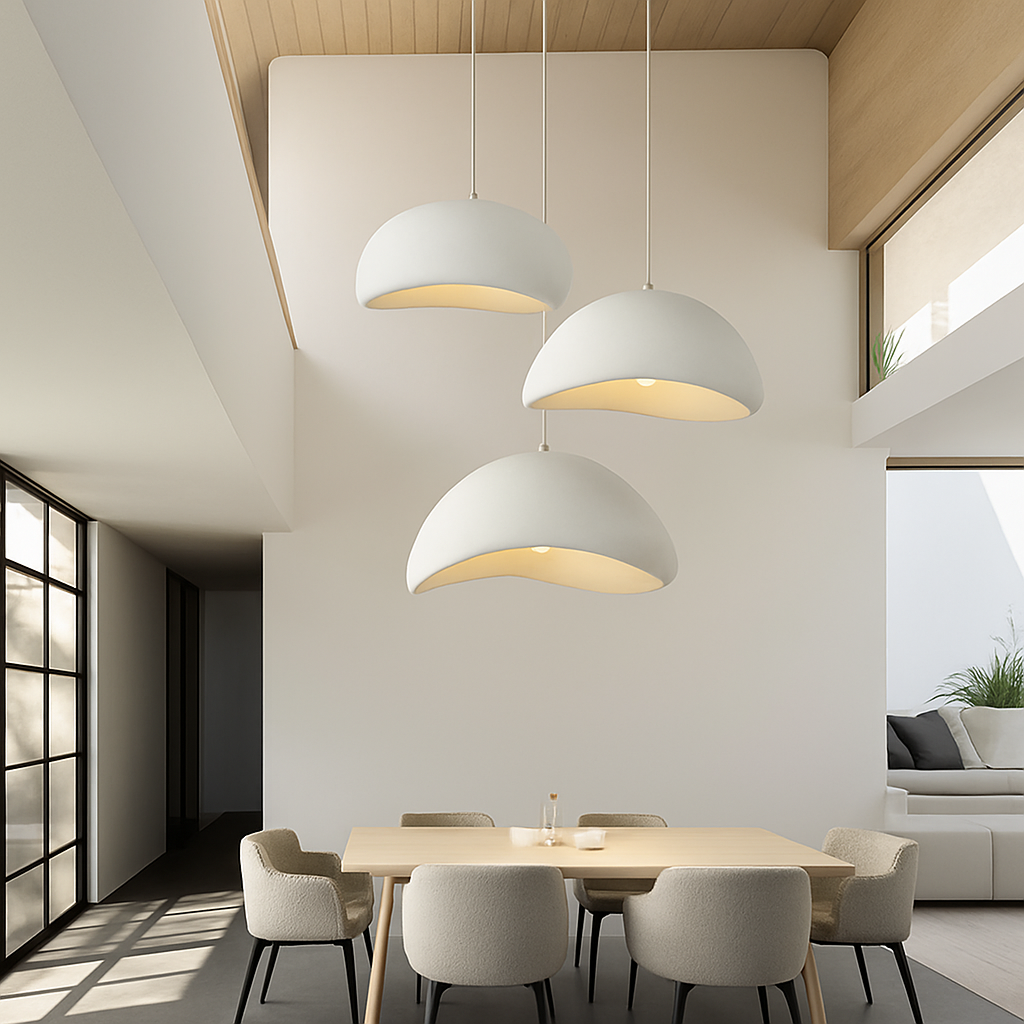 Lustre suspendu wabi-sabi à culot E27 – ampoules incluses — vue de profil