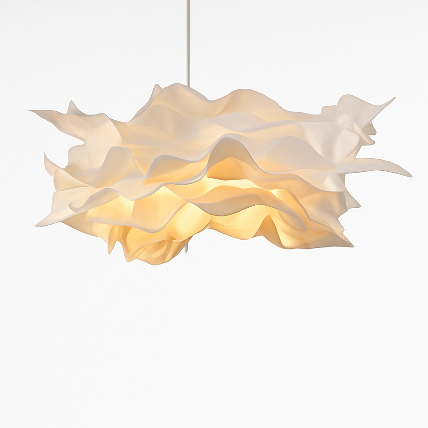 Lustre en papier blanc forme florale – suspension E27 — vue de face