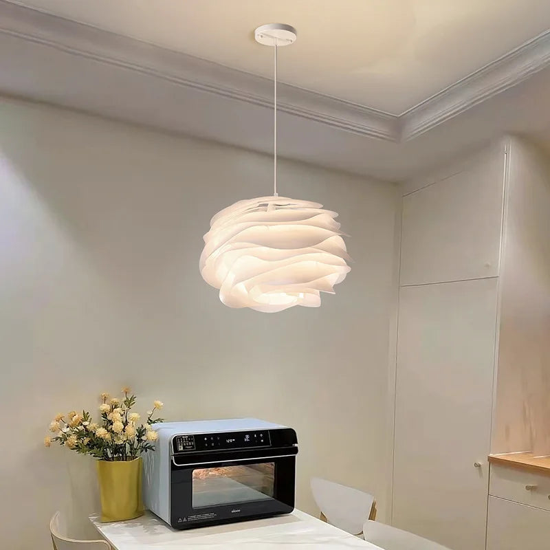 Suspension blanche sculptée en PVC Ø33 ou 43 cm – Aurelisa — dimensions et cotes
