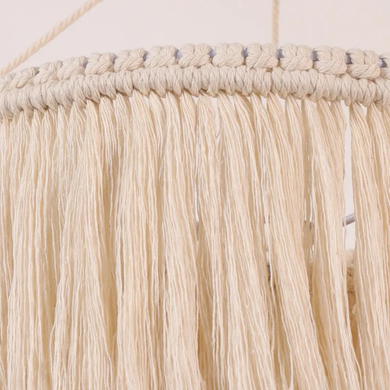 Suspension en macramé de coton 3 niveaux 30 cm – Seraya — dimensions et cotes