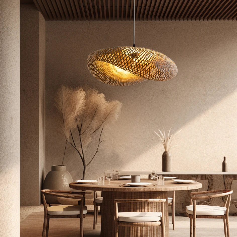 Suspension sculpturale en bambou tressé S à XXL – Oceïa — vue de profil