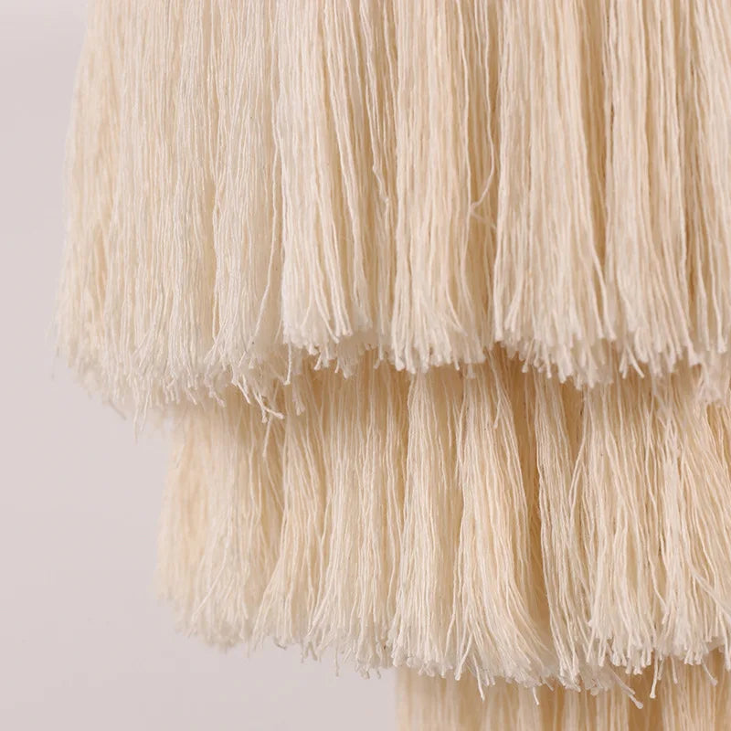 Suspension en macramé de coton 3 niveaux 30 cm – Seraya — vue de dessous