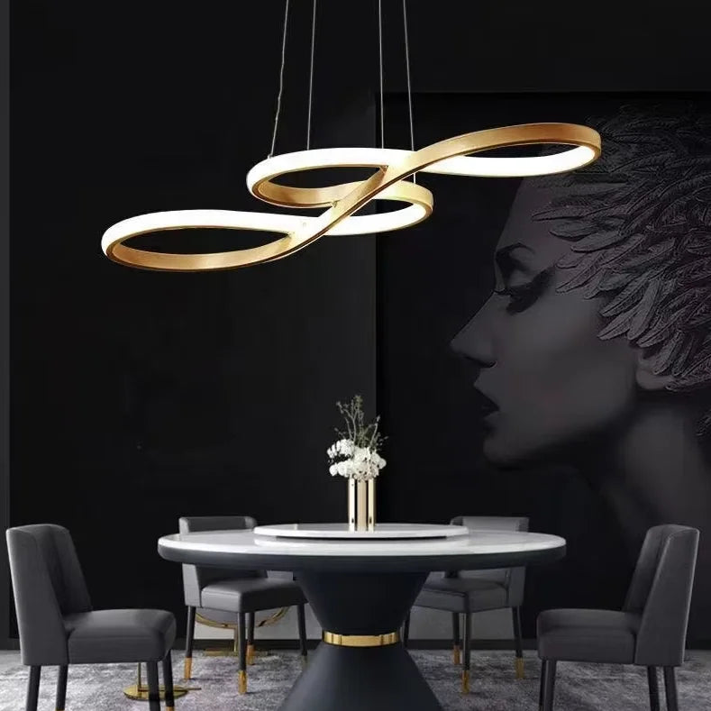 Lustre LED torsadé en aluminium 120 cm dimmable – Armonys — vue de face