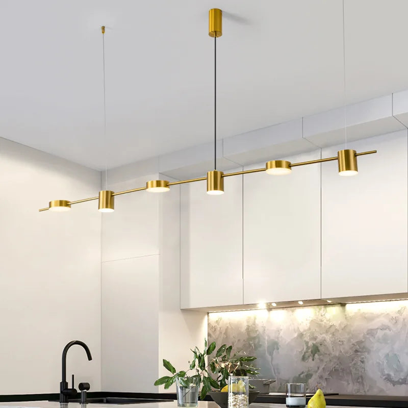 Suspension linéaire LED 3 à 6 spots métal doré ou noir – Aurion — vue de profil
