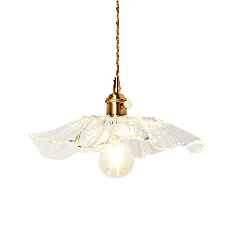 Suspension en verre sculpté forme florale Ø28 cm – Floréa — vue de profil (3)