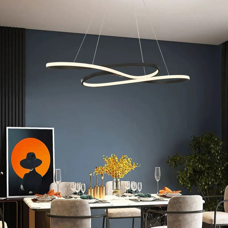 Lustre LED torsadé en aluminium 120 cm dimmable – Armonys — détail du système de fixation