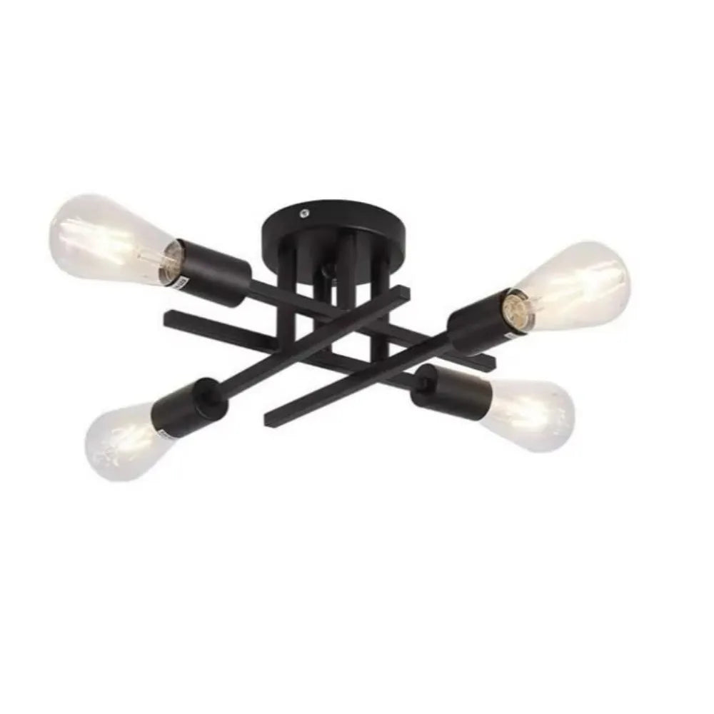 Plafonnier industriel croisé 4 lumières fer forgé – Axiom — dimensions et cotes (2)