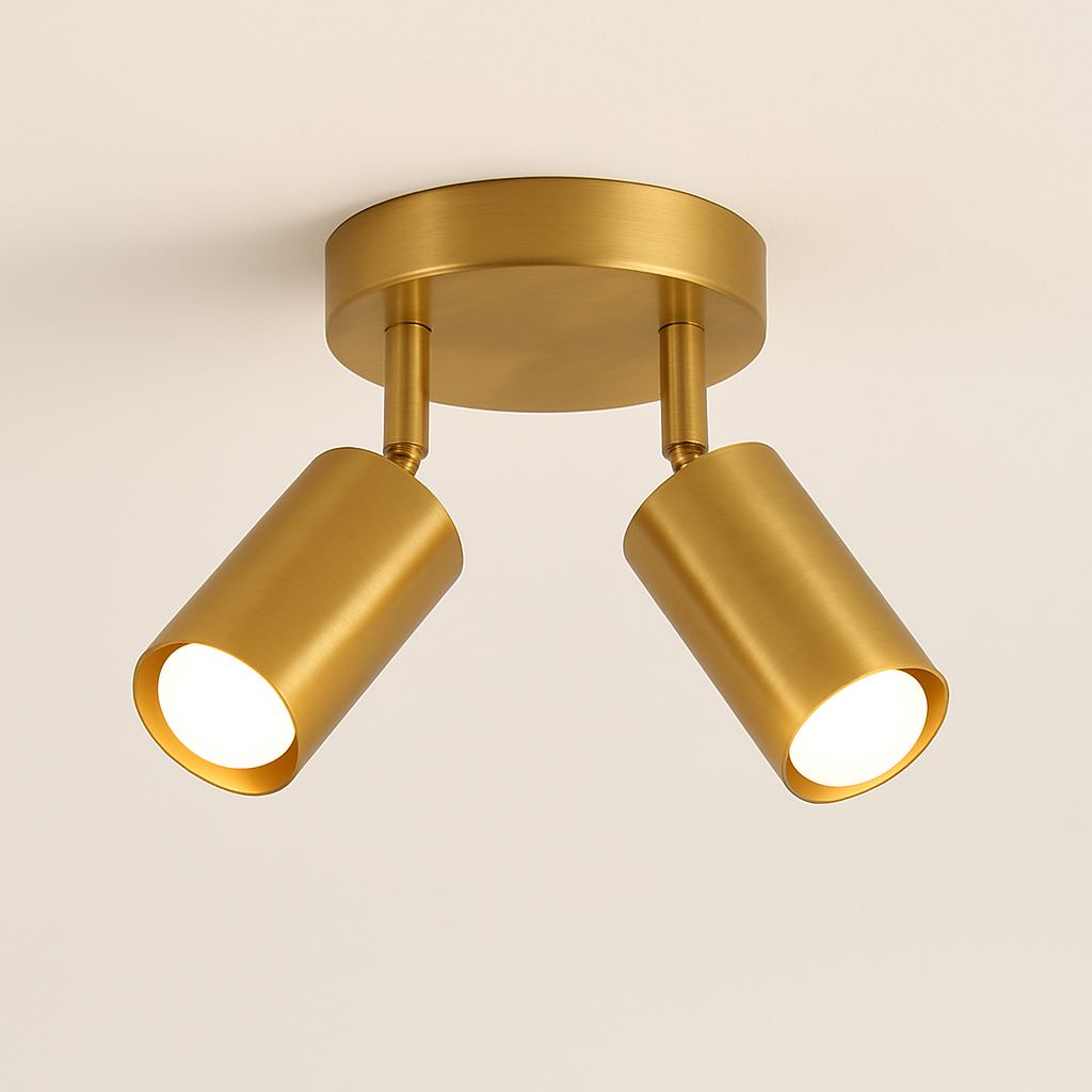 Plafonnier spots orientables aluminium doré mat – Astrael — dimensions et cotes